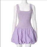 High waist mini vest dress (Lilac)