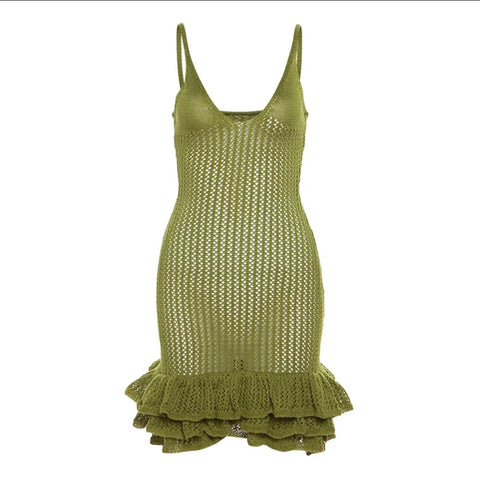 Hollow out sexy dress (Green)