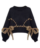 Knitted sweater with chiffon