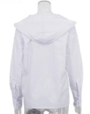 Loose white cotton shirt with a hood