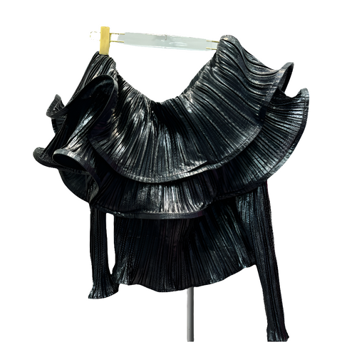 Chiffon Ruffled blouse (black)