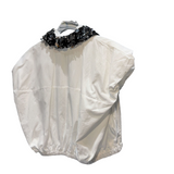 Sequin turn down collar shirt (White)