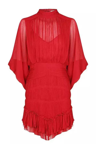 Lantern sleeves loose dress (Red)