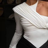 One shoulder sexy twist bodysuit