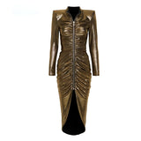 Long Sleeve metallic zipper dress