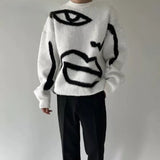Chic Abstract Sweater (White)