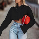 Sexy crop blouse shirt (black)