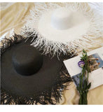 Hats for Santorini white oversized larger rim foldable beach hat