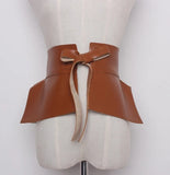 Pu leather brown bow belt