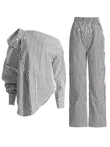 2 piece striped irregular suit