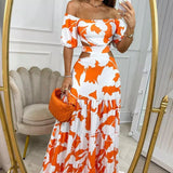 Cutout backless maxi dress (orange)