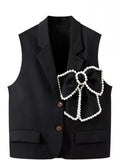 Large Pearl bow jacket top