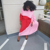 Autumn pink/red long maxi patchwork dress💕❤ As seen on🔥 @the_xtroverted_introvert
