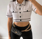 Chic much🖤 short sleeve buttoned down crop blouse