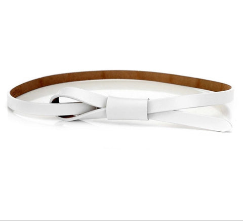 White faux leather self tie  belt