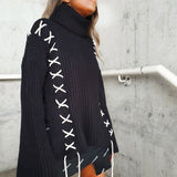 Lace up knitted sweater (Black)