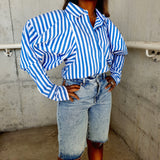 Elegant Striped puff sleeves blouse
