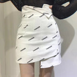 High waist printed asymmetric skirt (white)