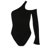 One shoulder long sleeve bodysuit