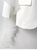 Stunning white blazer with 3D flower ruffle