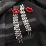 Red Lips Diamante earrings