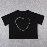 Heart cut out diamonte shirt