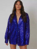 Sequin shirt dress (blue)