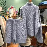 2 piece trutle neck knit set (Grey)