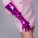 50cm patent leather big sleeves bright Rose gloves