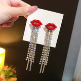 Red Lips Diamante earrings