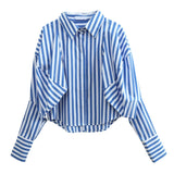 Elegant Striped puff sleeves blouse