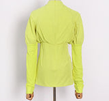 Long sleeve hollow out top (Lime Green)