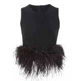 Feathered Party Top ( Black)