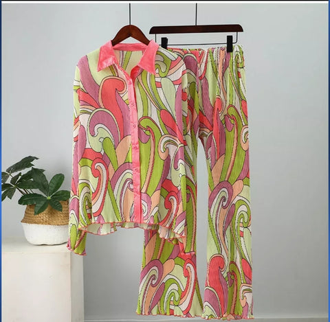 Summer Floral pleated set (60s print)