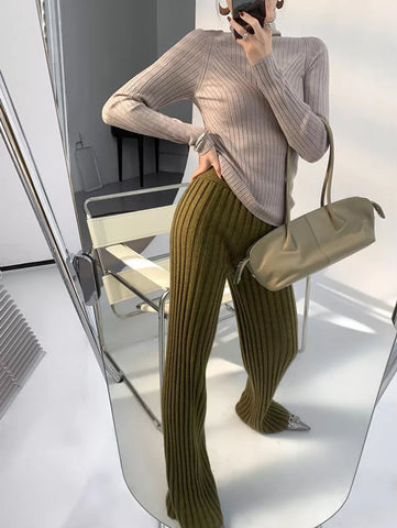 Wide leg knit trousers